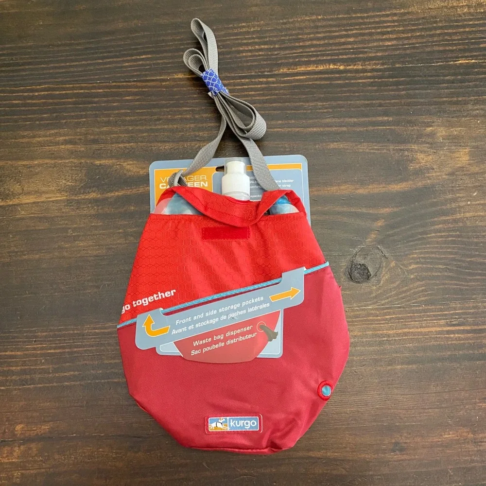 Kurgo Voyager Canteen Red Ripstop Dog Hydration 32oz Bladder Shoulder Bag‎ NEW